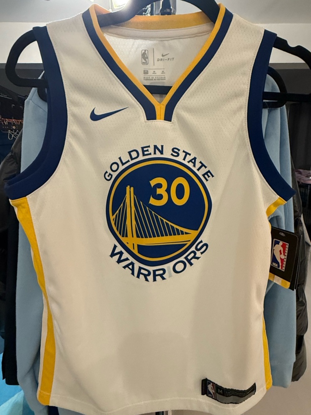 Nike White Golden State Warriors #30 Youth Jersey with Blue and Yellow Trim